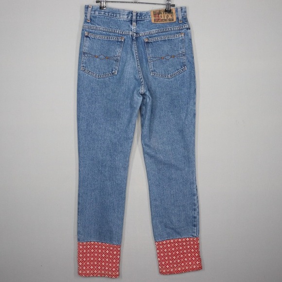 DFX Jeans Womens Size 10 Denim Blue Geometric Foral Tapered Y2K Vintage - Picture 6 of 8